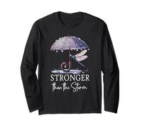 Stronger Than the Storm Psalm 93 Purple Dragonfly Christian Maglia a Manica