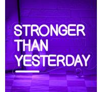 Stronger Than Yesterday Insegna al Neon per la decorazione della parete Palestra Luce al neon viola Lettera al neon segno dimmerabile USB Powered LED Insegne al neon per la casa Palestra Fitness Club