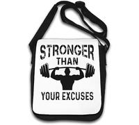 Stronger Than Your Excuses Overhead Press Graphic Borsa a tracolla bianca