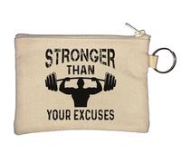 Stronger Than Your Excuses - Portamonete con stampa grafica, colore: Beige