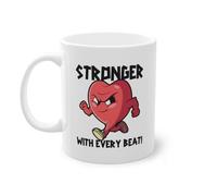 Stronger With Every Beat Pacemaker Sopravvissuto Tazza da caffè | Catetere Trapianto Chirurgo a cuore aperto Tazza Bianco (05758B)