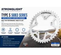 Stronglight Dural 5083 Pignone Catena 5 Bracci 130mm BCD 9/10V Argento