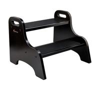 StrongTek Wood 2 Step Stool for Kids with Non-Slip Stepping Surface, Portable Handles, Skid Resistant Foot Pads, and 300 lbs. Capacity, Multipurpose Heavy-Duty Support (Espresso)