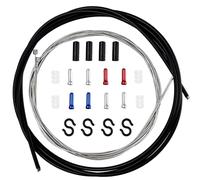 STRONGTHIUM Kit Câbles et Gaines Dérailleur Vélo 2,1m Ø4mm | 2 fils de 2,1 m, gaine noire de 2 m Ø 4 mm, 8 embouts colorés, 4 embouts de gaine, 4 joints et 4 clips en S