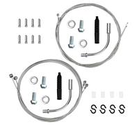 Strongthium Kit Câbles Frein Dérailleur Vélo avec Coudes V-Brake 90° | 2 câbles de vitesse 2,1 m + 2 câbles de frein double tête 1,7 m, 2 coudes V-Brake 90° et accessoires, sans gaines