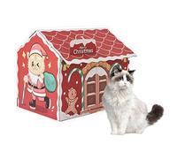 Stronrive Christmas Cat Scratcher House Cardboard - Tiragraffi per Gatti con Erba gatta - Spazioso e Resistente per Giocattolo tiragraffi per Gatti