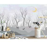 STROXTH WALLPAPER Carta da Parati 250cmx175cm Bambini Minimalista Alce Foresta Luna Montagne Camera Da Letto Bambini 3D Soggiorno Camera da Letto Murale