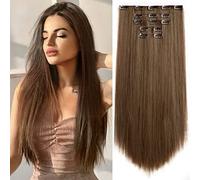 StrRid Extension per capelli con clip, capelli lisci e invisibili, lunghi 55,9 cm, sintetici, spessi, per donne, 5 pezzi, nero, riccio, ondulato, 45,7 cm, per ragazze, biondi, rossi, bianchi, naturali