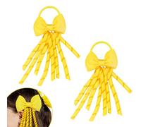 strrng 2 accessori per capelli gialli, con fiocco a spirale, elastici per capelli ricci per bambini, nastri gialli personalizzati, per ragazze, bambini, scuola, accessori per feste
