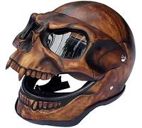 STRTG Maschera di Halloween Negromante Casco Teschio, Decorazione Horror Testa Completa Teschio/Mascella Mobile Visiera Scheletro Casco Moto Flip Up E(PVC),XL