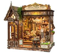 STRUCWOOD Kit fai da te con angolo libro con luce LED in miniatura, per adulti, puzzle 3D in legno, vintage, casa delle bambole, caffetteria, libreria, decorazione, regalo ideale per gli amanti del