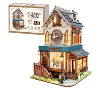 STRUCWOOD Kit per casa in miniatura, kit fai da te per casa delle bambole in legno, per adulti e adolescenti, 3D Book Nook, mini kit con interruttore touch a 3 modalità, casa a cucù (SQ-61)