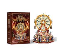 STRUCWOOD Puzzle 3D in legno con ruota panoramica, kit fai da te per casa delle bambole, modello da circo, set di artigianato in stile natalizio con musica leggera, regali per adulti e adolescenti