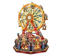 STRUCWOOD Ruota panoramica in legno 3D fai da te, kit fai da te per casa delle bambole, modello di edificio del circo, decorazione natalizia con luci e musica, regali per adulti e adolescenti, ruota