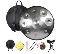 Strumenti A Percussione In Acciaio Handpan, Note 9/10/12 In Re Curdo Minore, Strumento Handpan, Tamburo Hand Pan Per Adulti, Con Borsa Handpan, 2 Bacchette(Silver,9 notes(432HZ))