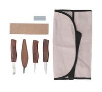 Strumenti di intaglio in legno 4pc fuchooky con grattacielo in pelle di pietra Strop manico in noce sculping set per progetti di lavorazione del legno