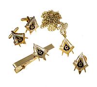 Strumenti di lavoro Piazza & Bussola Lapel Pin Tie Bar Gemelli Collana Massonic Combo Pack