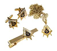 Strumenti di lavoro Piazza & Bussola Tie Bar Gemello Collana Massonic Combo Pack