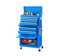 Strumenti di protezione Cassetta portautensili portatile con bauletto rimovibile e ruote bloccabili | Armadietto portautensili for carichi pesanti con cassetti interni, Facile accesso(Blue)