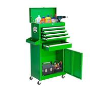 Strumenti di protezione Cassetta portautensili portatile con bauletto rimovibile e ruote bloccabili | Armadietto portautensili for carichi pesanti con cassetti interni, Facile accesso(Green)