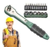 Strumenti Di Regolazione Del Lettore - Kit Bit A 17 Pezzi, Cricchetto Reversibile, Attrezzature Di Riparazione Compatto | Maniglia Di Funzionamento Senza Sforzo, Attrezzature Di Manutenzione Multiuso