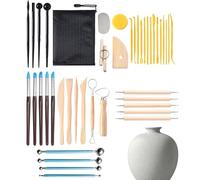 Strumenti di scultura di argilla, kit di strumenti di ceramica,42 pezzi Strumenti di modellazione Kit di ceramica per adulti - Dispositivo di modellazione di argilla comoda impugnatura intaglio in cer