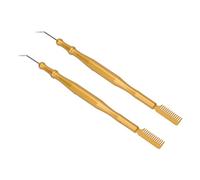 Strumenti di Sollevamento delle Ciglia in Acciaio Inossidabile da 2 Pcs, Bastoncino per Ciglia Separatore a Doppia Testa Portatile Riutilizzabile (GOLD #11) (BLUE) (GOLD #13)