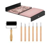 Strumenti di stampa per taglio del legno, strumenti per intaglio linoleum, kit per stampante con taglierina per penna roller, kit di strumenti per la produzione di timbri per studenti d'arte, amanti