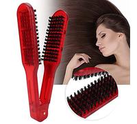 Strumenti di Styling di Pettine Raddrizzanti per Capelli, Strumento Styling Anti Statico a Doppia Spazzola a Spazzole per Raddrizzare i Capelli e uno Stile Senza Sforzo (rosso)