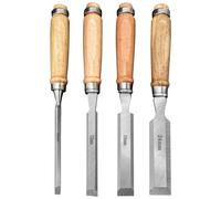 Strumenti Mano Officina, Scultura E Carpenteria Per Scalpelli Intaglio Legno Bordo Bevel, Manico Legno Con Scalpello, Acciaio Alto Carbonio, Pollice 1/4, 1/2, 3/4, 1, Quattro Pz Scalpelli Lavorazione