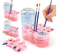 Strumenti multifunzionali per il risciacquo dei pennelli, detergente per pennelli da pittura, ciclo dell'acqua, risciacquo, tavolozza, conservazione e pulizia, regalo creativo 3 in 1 (rosa)