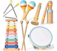 Strumenti Musicali Bambini 1 Anno,6 in 1 Giochi Legno Montessori Sensoriale con Maracas Xilofono Tamburello Gioco Bambi Bimba,Educativi Interattivo Regalo Compleanno Natale per Bambini di 2 3 4 5 Anni