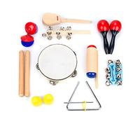 Strumenti Musicali Bambini 16 pezzi di Boxiki Kids, Ritmo e Giocattoli Musicali Compreso Legnetti Musicali, Shaker, Tamburello, Campanelli da Polso e Maracas per Bambini da 1 a 3 Anni