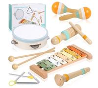 Strumenti Musicali Bambini, Giochi Montessori Sensoriale in Legno, Tamburo Bambino Xilofono Maracas, Tambourine Percussioni Giochi Bambini, Natale e Compleanno Regalo Bambino 1 2 3 Anno