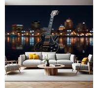 Strumenti Musicali Carta da Parati Musica chitarra elettrica Fotografica 3D Effetto 400x280 cm TNT Murale Decor da Muro Soggiorno Camera da Letto Sala Cucina Camera dei Bambini