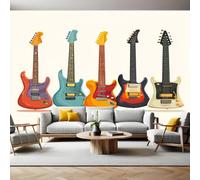 Strumenti Musicali Carta da Parati Musica chitarra elettrica Fotomurali in TNT Fotomurali Murale alla Moda Decor da Muro Poster Gigante Design Carta per Pareti Ornamento 350 x 250 cm