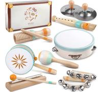 Strumenti musicali per bambini - Giocattoli Montessori per bambini, strumenti a percussione in legno, giocattoli musicali dai colori neutri, regali di compleanno per bambini in età prescolare