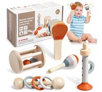 Strumenti Musicali per Bambini, Giochi Neonato di 1-3 Anni, 5PC Giocattoli In Legno Montessori,Giocattoli Musicali In Legno per Bambini,Strumenti Musicali Bambini Allenamento Sensoriale,Regalo Neonato