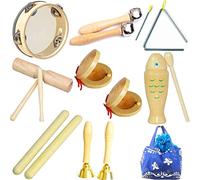 Strumenti Musicali per Bambini, Johgee 17 pezzi Set di Percussioni in Legno,Giochi Musicali per Bambini, Regali Musicali Giocattoli con Una Borsa per Il Trasporto