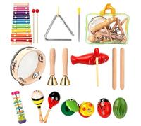 Strumenti musicali per bambini, set di giocattoli per l'apprendimento | Set di percussioni in legno naturale, giocattolo interattivo per l'apprendimento del ritmo, kit di strumenti musicali