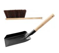 Strumenti per caminetto 2 pezzi/set Pala per cenere di metallo e spazzola per focolare in legno Set di strumenti per caminetto portatili da interno per l'inverno