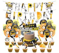 Strumenti per feste di compleanno, decorazioni per feste di compleanno, include cassetta degli attrezzi banner di buon compleanno, topper per torte, palloncini per strumenti a tema festa