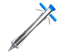Strumenti per la semina con manico, Seminatrice manuale da giardino in acciaio inox, spandiconcime, trapiantatrice, 92x11,5 cm, maniglia singola o doppia(Double2)