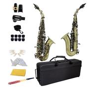 Strumenti Per Sassofono Professionali Per Principi Sassofono Soprano Antico In Si Bemolle Blu Con Piccolo Corpo Curvo In Bronzo E Bottoni In Abalone Intagliati(2)