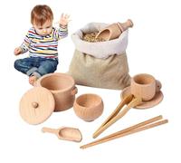 Strumenti sensoriali in legno 8 pc - motore fine impara a fingere per i bambini | Strumenti sensoriali per bambini e bambini in età prescolare