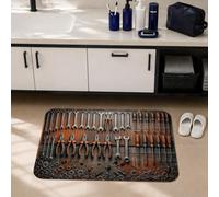 Strumenti tappeti da bagno, chiavi rustiche industriali pinze nessuno marrone college dormitorio essenziale estetico tappeto doccia per lavabo lavabo decorazione pavimento 50 x 81 cm