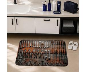 Strumenti tappeti da bagno, chiavi rustiche industriali pinze nessuno marrone college dormitorio essenziale estetico tappeto doccia per lavabo lavabo decorazione pavimento 50 x 81 cm