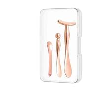 Strumento 2 in 1 per massaggio viso e occhi, applicatore per crema occhi antirughe, con spatola per mescolare e mini cucchiaio, per occhiaie e lifting (rosa, 3 pezzi)