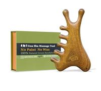 Strumento 4 in 1 Gua Sha per viso e corpo, legno di sandalo verde naturale, drenaggio linfatico, sollevamento mascella e scultura del naso, pettine per massaggio della testa per alleviare lo stress