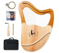 Strumento a corde in legno massello di mogano per arpa a lira a 21 corde, con custodia per il trasporto/chiave per accordatura/corda di ricambio/manuale di istruzioni in inglese, per amanti della mus